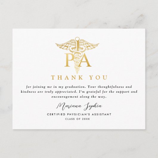 PA Caduceus Afstuderen Dank u Briefkaart (Voorkant)