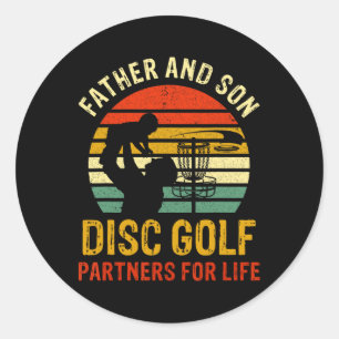  pa- en Son Disk Golf-partners voor leven Fa Ronde Sticker