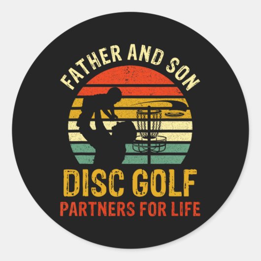  pa- en Son Disk Golf-partners voor leven Fa Ronde Sticker (Voorkant)