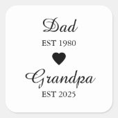 Pa Est. Opa en Est. – Vaderdag Gift | Vierkante Sticker (Voorkant)