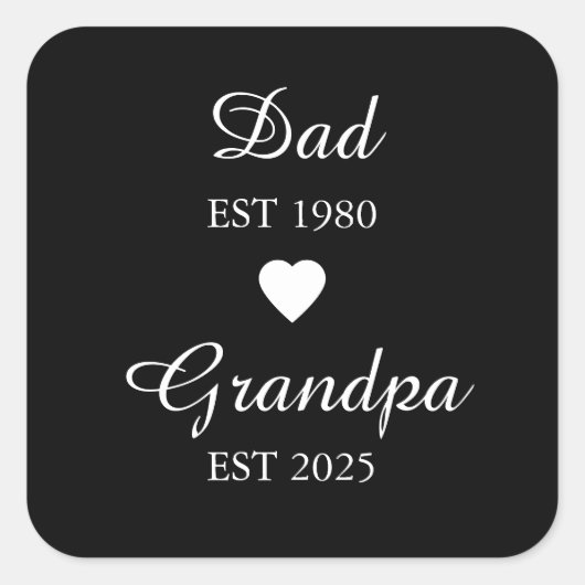 Pa Est. Opa en Est. – Vaderdag Gift | Vierkante Sticker (Voorkant)