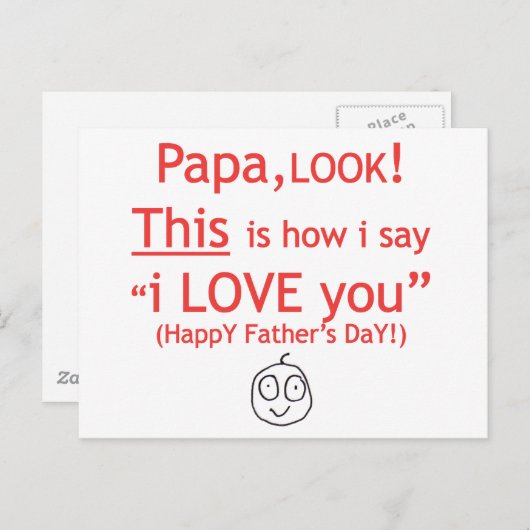 Pa, ik hou van je! briefkaart (Voorkant / Achterkant)