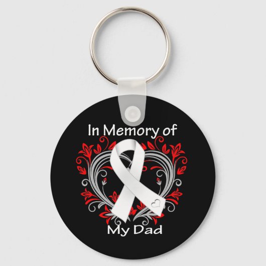 Pa - in Memory Lung Cancer Heart Sleutelhanger (Voorkant)