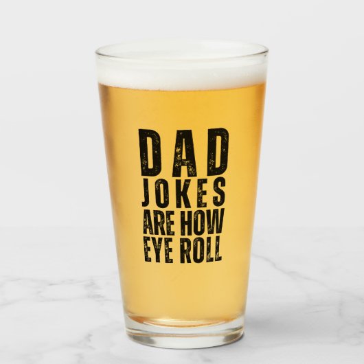 Pa Jokes is hoe Eye Roll Funny Vaderdag Glas (Voorkant gevuld)