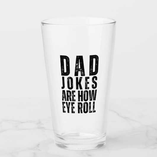Pa Jokes is hoe Eye Roll Funny Vaderdag Glas (Voorkant)
