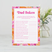 Pa Jokes Pink & Floral Baby shower spel Kaart (Staand voorkant)