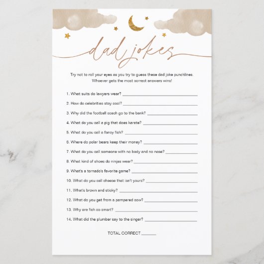 Pa Jokes Twinkle Little Star Baby shower Game (Voorkant)