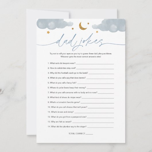 Pa Jokes Twinkle Star Baby shower Game Kaart (Voorkant)