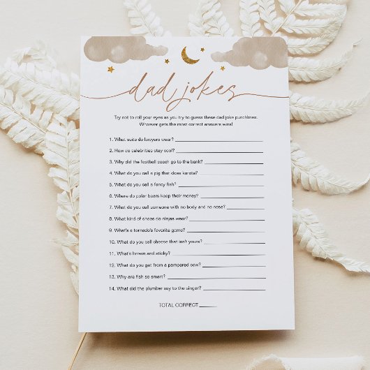 Pa Jokes Twinkle Star Baby shower Game Kaart