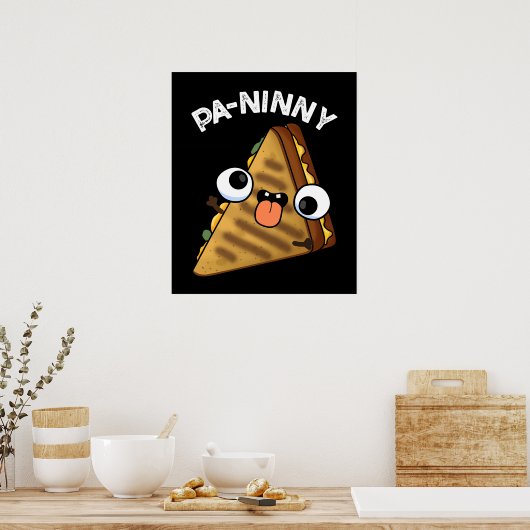 Pa-ninny Funny Panini Pun Dark BG Poster (Keuken)