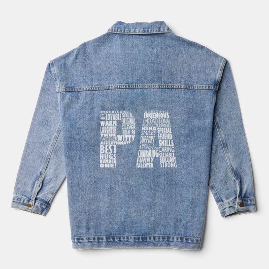 Pa Opa Word Cloud Vaderdag Gift Denim Jacket (Achterkant)