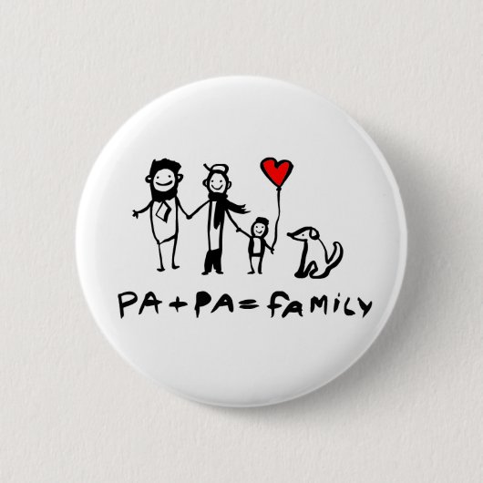 Pa + Pa = familie Ronde Button 5,7 Cm (Voorkant)