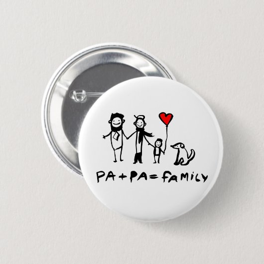 Pa + Pa = familie Ronde Button 5,7 Cm (Voorkant /achterkant)