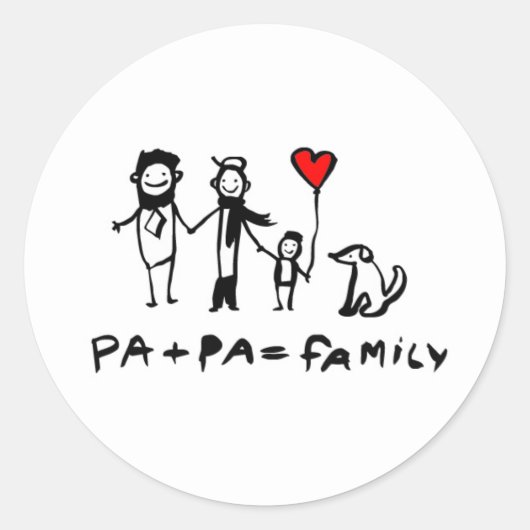 Pa + Pa = familie Ronde Sticker (Voorkant)