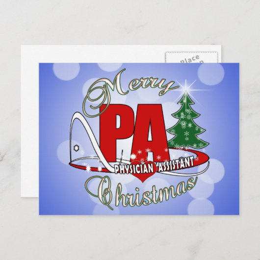 PA PHYSICIAN ASSISTANT MERRY CHRISTMAS FEESTDAGENKAART (Voorkant / Achterkant)