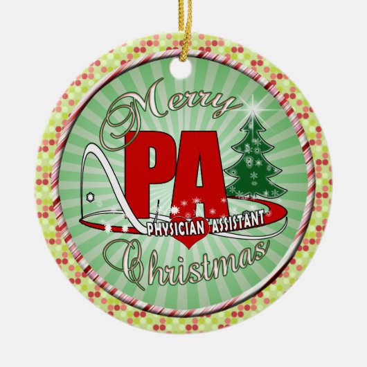 PA PHYSICIAN ASSISTANT MERRY CHRISTMAS KERAMISCH ORNAMENT (Voorkant)