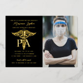 PA Physician's Assistant Afstuderen Photo Gold Folie Uitnodiging (Voorkant)