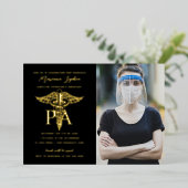 PA Physician's Assistant Afstuderen Photo Gold Folie Uitnodiging (Staand Voorkant)