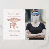 PA Physician's Assistant Afstuderen Photo Roos Folie Uitnodiging (Voorkant)