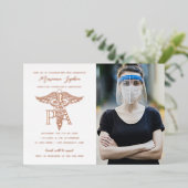 PA Physician's Assistant Afstuderen Photo Roos Folie Uitnodiging (Staand Voorkant)