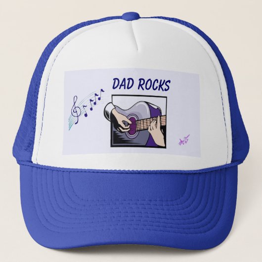 "Pa Rocks" Guitar Player Trucker Hat Pet (Voorkant)