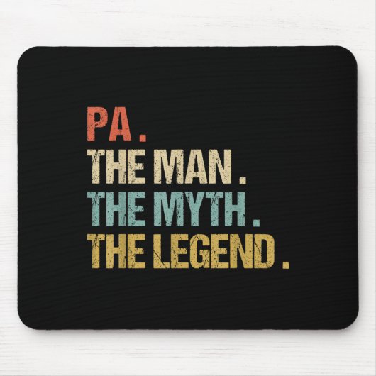 Pa The Man Myth Legend Shirt Funny Father Dad Chri Muismat (Voorkant)