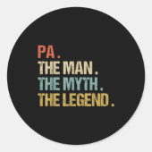Pa The Man Myth Legend Shirt Funny Father Dad Chri Ronde Sticker (Voorkant)