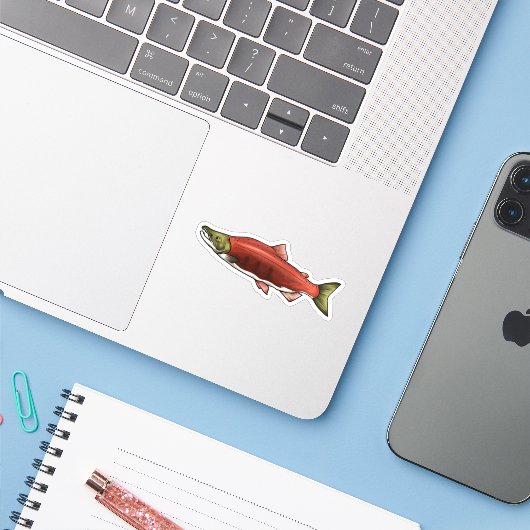paaifase van Sockeye-zalm Sticker (Laptop met iPhone)
