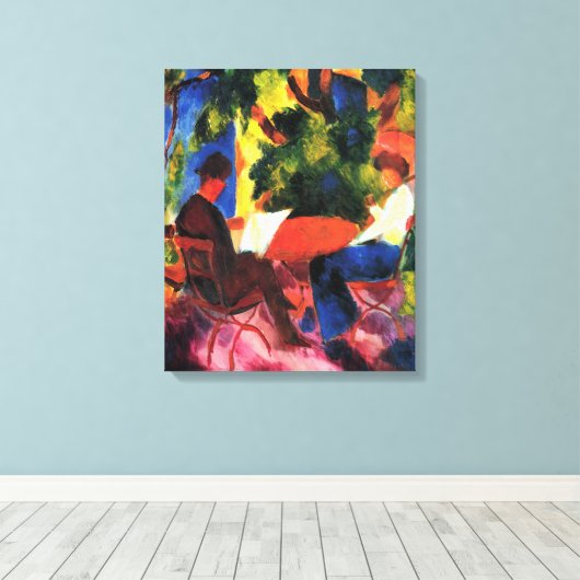 Paar aan de tuintafel tegen augustus Macke Canvas Afdruk (Insitu (Houten vloer))