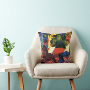 Paar aan de tuintafel tegen augustus Macke Kussen