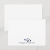 Paar Ampersand Blauw Monogram Notitiekaartje (Voorkant / Achterkant)