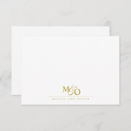 Paar Ampersand Monogram Goud Notitiekaartje (Voorkant / Achterkant)
