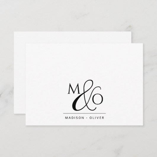 Paar Ampersand Monogram Notitiekaartje (Voorkant / Achterkant)