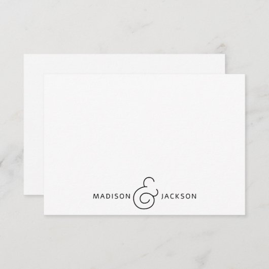 Paar Ampersand Monogram Notitiekaartje (Voorkant / Achterkant)