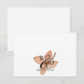 Paar Ampersand Monogram | Rustieke Waterverf Leaf Notitiekaartje (Voorkant / Achterkant)