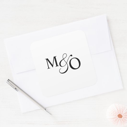 Paar Ampersand Monogram Vierkante Sticker (Envelop)