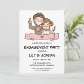 Paar anime bruiloft cartoon verloving kaart (Staand voorkant)