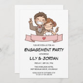 Paar anime bruiloft cartoon verloving kaart (Voorkant / Achterkant)