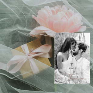 Paar B / W foto & namen bruiloft blanco dank u Bedankkaart