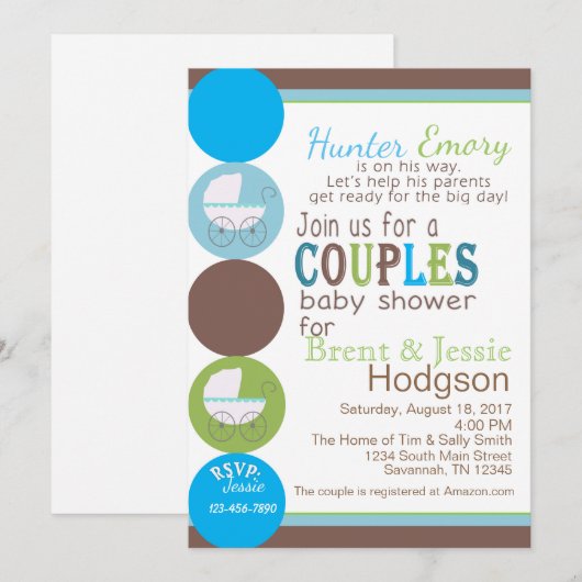 Paar Baby shower Kaart (Voorkant / Achterkant)