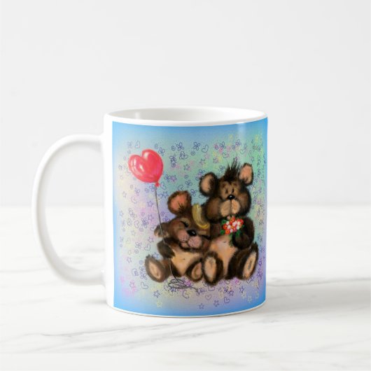 Paar Beer met hart ballon Mok Gift (Links)
