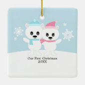 Paar-Beer-paar-versieringen Keramisch Ornament (Achterkant)