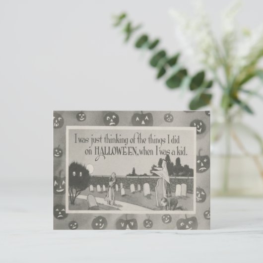 Paar Begraafplaats Graveyard Ghost Prank Briefkaart (Staand voorkant)