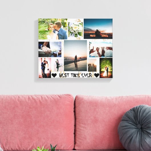 Paar BESTE TIJD OOIT gepersonaliseerde collage Canvas Afdruk (Insitu (Woonkamer))