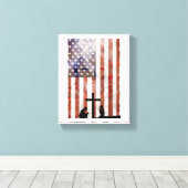 Paar Bidden bij Cross. Vlag, Jezus achtergrond Canvas Afdruk (Insitu (Houten vloer))