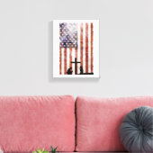 Paar Bidden bij Cross. Vlag, Jezus achtergrond Canvas Afdruk (Insitu (Woonkamer))