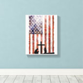 Paar Bidden bij Cross. Vlag, Jezus achtergrond Canvas Afdruk (Insitu (Houten vloer))