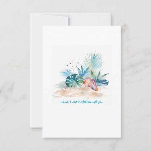 Paar bij Beach Wedding Waterverf Response RSVP (Achterkant)