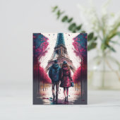 Paar bij de Eiffeltoren Parijs Frankrijk Briefkaart (Staand voorkant)