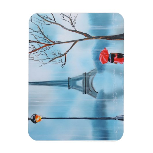 Paar bij de Eiffeltoren Parijs schilderij Magneet (Verticaal)